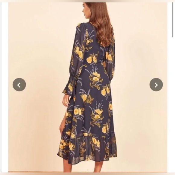 NWT REFORMATION Galena Long Sleeve Midi Dress in Petite Jardin Size 12‎ - Picture 3 of 16